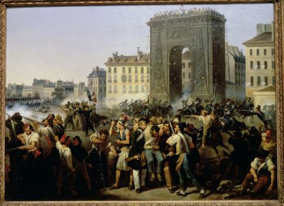 Schlacht am Porte Saint-Denis, 28. Juli 1830 von Hippolyte Lecomte
